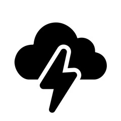 Cloud lightning icon representing high energy, power events, rapid processing, and intense operational cycles within cloud infrastructures and digital platforms.