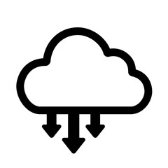Outlined cloud multi-download symbol representing lightweight large-volume retrieval, efficient downward flow, and scalable distributed cloud operations.