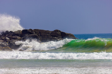 Powerful Ocean Waves Crashing Against Coastal Rocks in Sri Lanka
