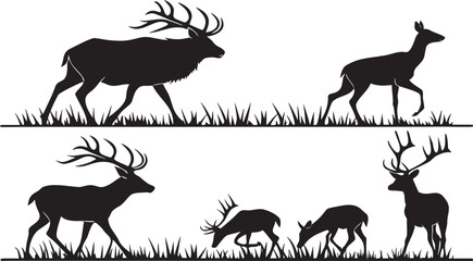 set of deer silhouettes