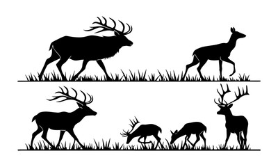set of deer silhouettes
