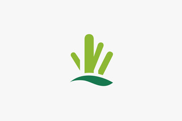 Minimalist modern green cactus logo 