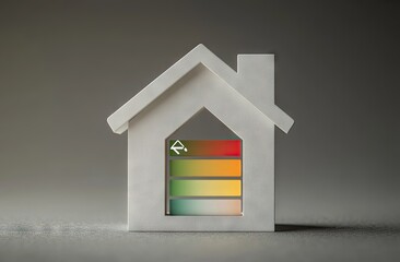 White model house with energy efficiency rating