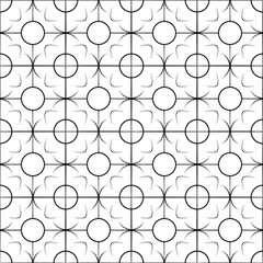 Repeating pattern of circles and curved lines within a grid layout