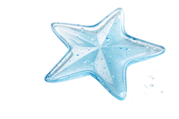 transparent pale blue gel. smear paint isolated on transparent background. star shape