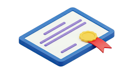Certificate with Seal and Ribbon - 3D Render