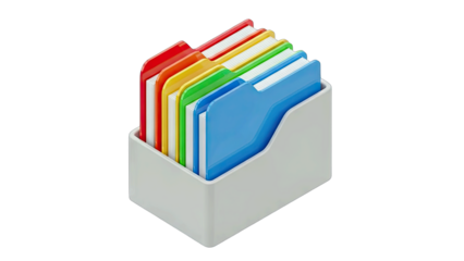 Colorful File Folders in Organizer on White Background