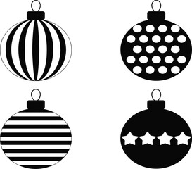 Monochromatic Holiday Ornaments Silhouette Pack for Festive Decorations and Crafts.