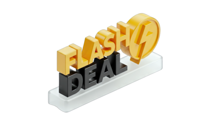 Flash Deal Text with Lightning Bolt Icon on White Background