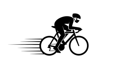 Obraz premium Cycling Speed Racer Silhouette Icon Vector Illustration. Bicycle Rider in Motion Symbol.