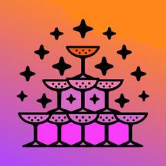 Champagne tower with sparkling stars vector graphic