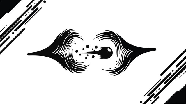 Abstract depiction of a single sperm cell approaching an egg in a stylized, energetic design.