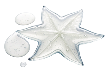 transparent clear white gel. smear paint isolated on transparent background. star shape