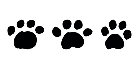 Set of hand drawn cute cat's paw Cat, dog, animal footprint in doodle style Single element for print, web, design, decor, greeting cards, children's prints