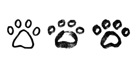 Set of hand drawn cute cat's paw Cat, dog, animal footprint in doodle style Single element for print, web, design, decor, greeting cards, children's prints