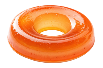 transparent vivid orange gel. smear paint isolated on transparent background. circle shape