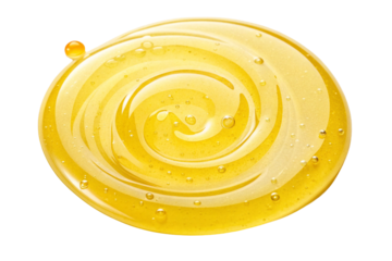 transparent vivid yellow gel. smear paint isolated on transparent background. circle shape