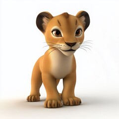 Naklejka premium Adorable lion cub illustration perfect for children's books, educational materials, and vibrant animal-themed designs, creating engaging, playful content