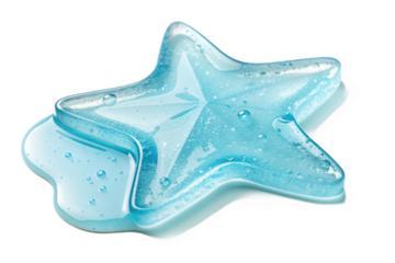 transparent pastel blue gel. smear paint isolated on transparent background. star shape