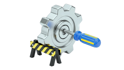 Gear Wheel Repair with Screwdriver and Barrier