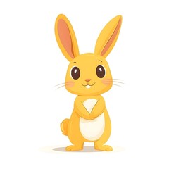 Obraz premium Adorable cartoon rabbit stands upright with its paws crossed neatly in front