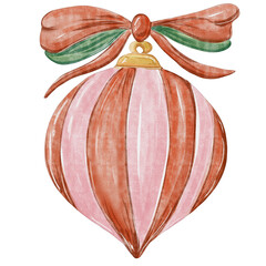 Watercolor Christmas Ornament with Bow