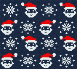 ugly Christmas sweater seamless knitting pattern.Festive knitted pattern design featuring reindeer christmas trees and snowflake elements for holiday season