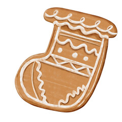 Watercolor Christmas Stocking Cookie