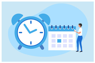 Time management and business planning concept,  Organizing efficient work process vector illustration