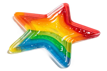 transparent vivid rainbow gel. smear paint isolated on transparent background. star shape