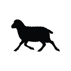 Running sheep silhouette icon vector flat illustration design.