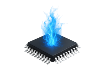 Energy Surge Microchip Isolated on a Transparent Background