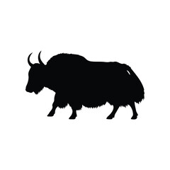 Yak silhouette vector flat illustration design.