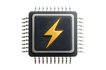 Fast Computing Power Chip Design Isolated on a Transparent Background
