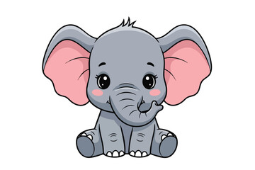 Fototapeta premium Cute Cartoon Elephant Illustration