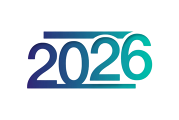 2026 year numbers with blue and green gradient elegant design