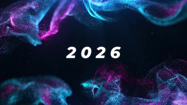Elegant New Year 2026 Celebration with Festive Lights and Confetti &ndash; background animation, animated, motion, abstract, loop