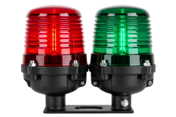 Industrial safety manufacturing indicator light tower isolated on transparent background