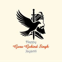 Guru Gobind Jayanti Silhouette Black Vector Social Media Creative with Text Design