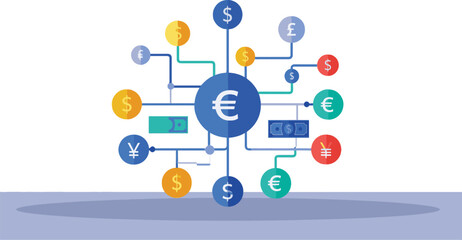 Global Currency Exchange Network Connecting Major World Currencies.