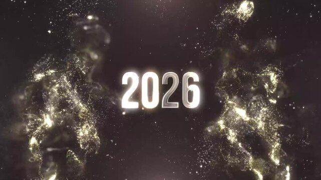 Elegant New Year 2026 Celebration with Festive Lights and Confetti &ndash; background animation, animated, motion, abstract, loop