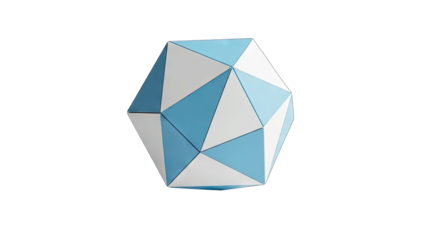 Geometric Shape with Blue and White Triangles on White