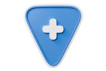 Obraz premium 3d medical shield cross icon. health protection concept. minimal cartoon first aid healthcare logo hospital for health app icon and web banner. isolated on white background. 3d render.