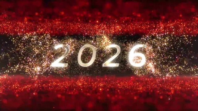 Elegant New Year 2026 Celebration with Gold and Black Bokeh and Festive Lights &ndash; background animation, animated, motion, abstract, loop