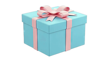 Fototapeta premium Gift Box with Pink Ribbon and Bow on White