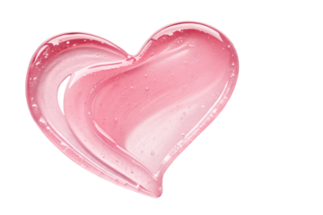 transparent pastel pink gel. smear paint isolated on transparent background. heart shape
