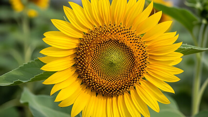 Obraz premium Bright Yellow Sunflower in Full Bloom Close-Up Nature Macro Photography