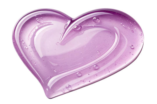 transparent pastel purple gel. smear paint isolated on transparent background. heart shape - Powered by Adobe