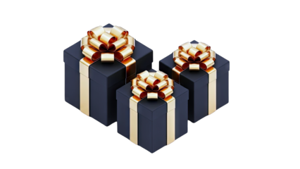 Gift Boxes with Gold Bows Isolated on White