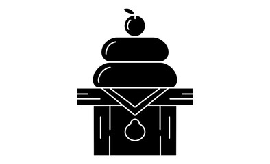 お正月の伝統行事「鏡餅」のイラストアイコン素材